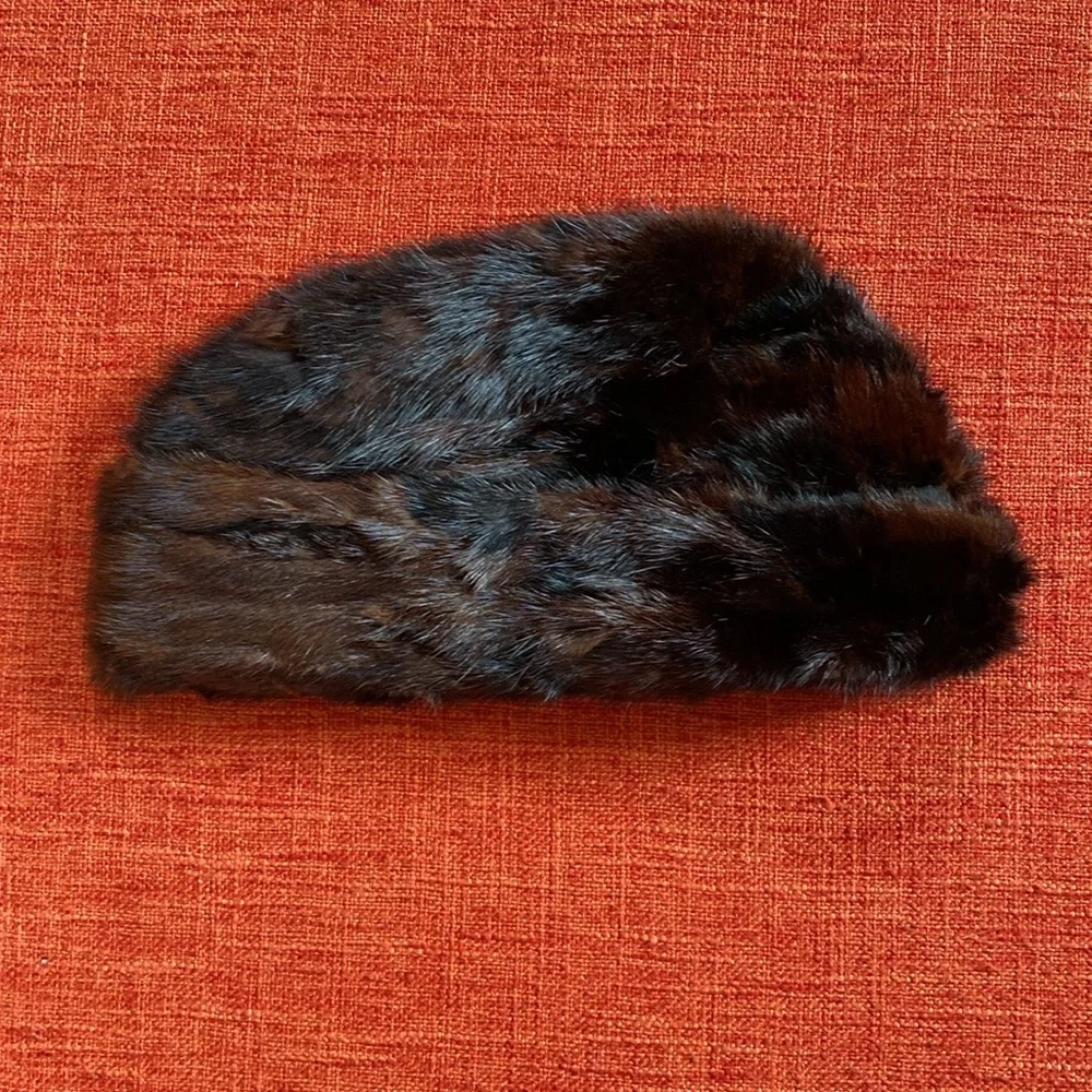 Vintage 50’s 60’s Brown Mink Fur Arctic Hat - Picture 10 of 15